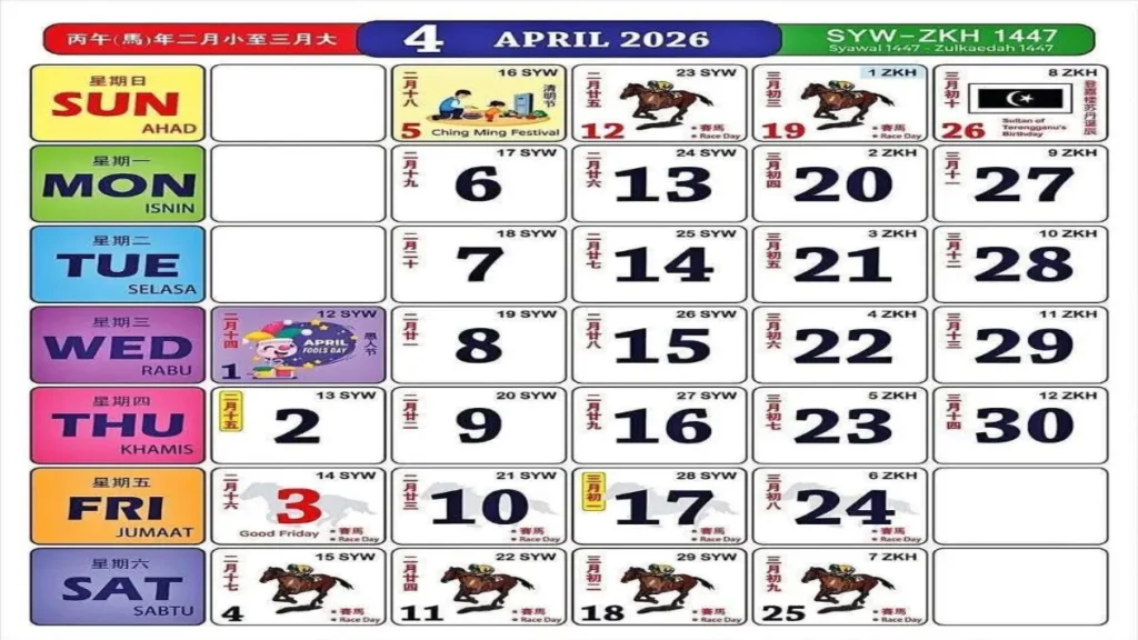 Kalendar Malaysia 2026 – bulan April