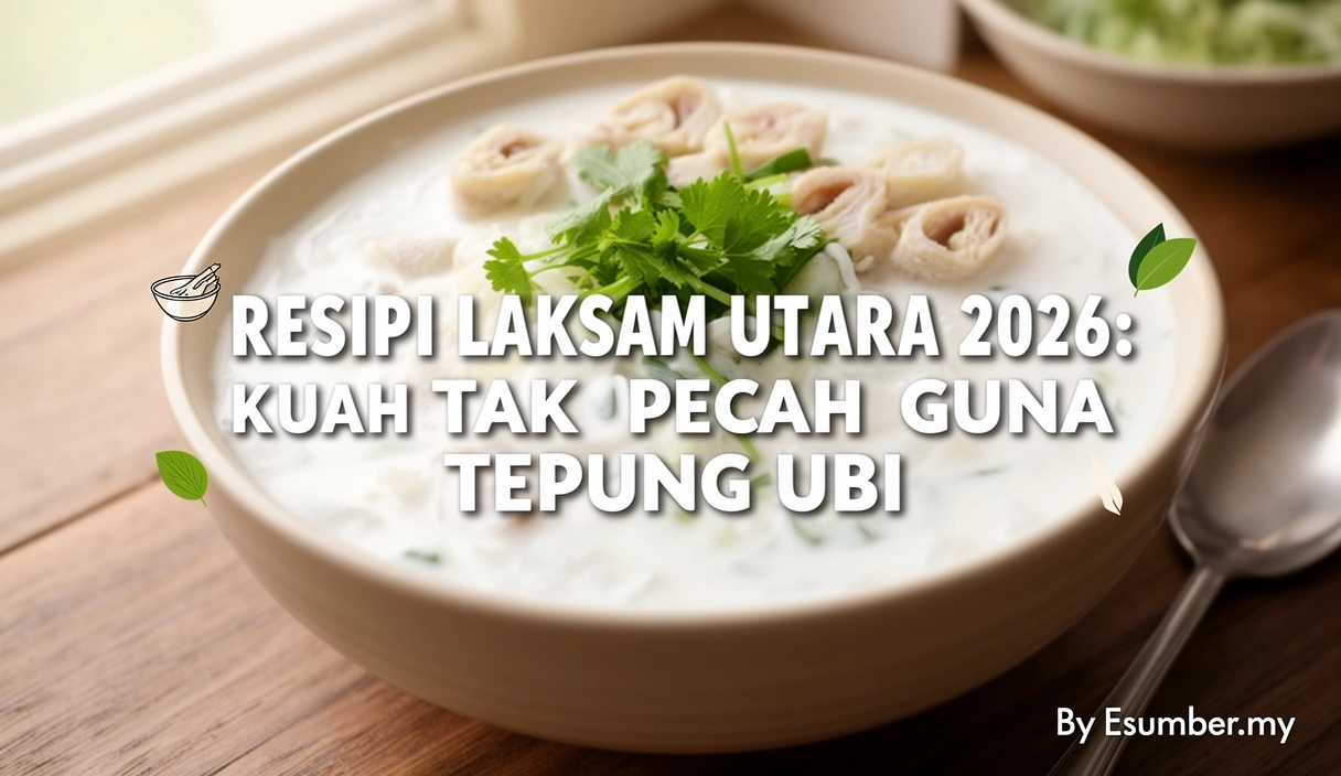 Resipi Laksam Utara 2026: Kuah Tak Pecah Guna Tepung Ubi