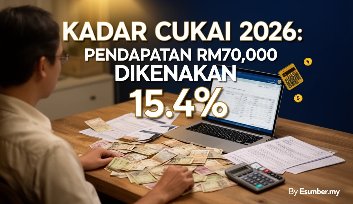 Kadar Cukai 2026: Pendapatan RM70,000 Dikenakan 15.4%