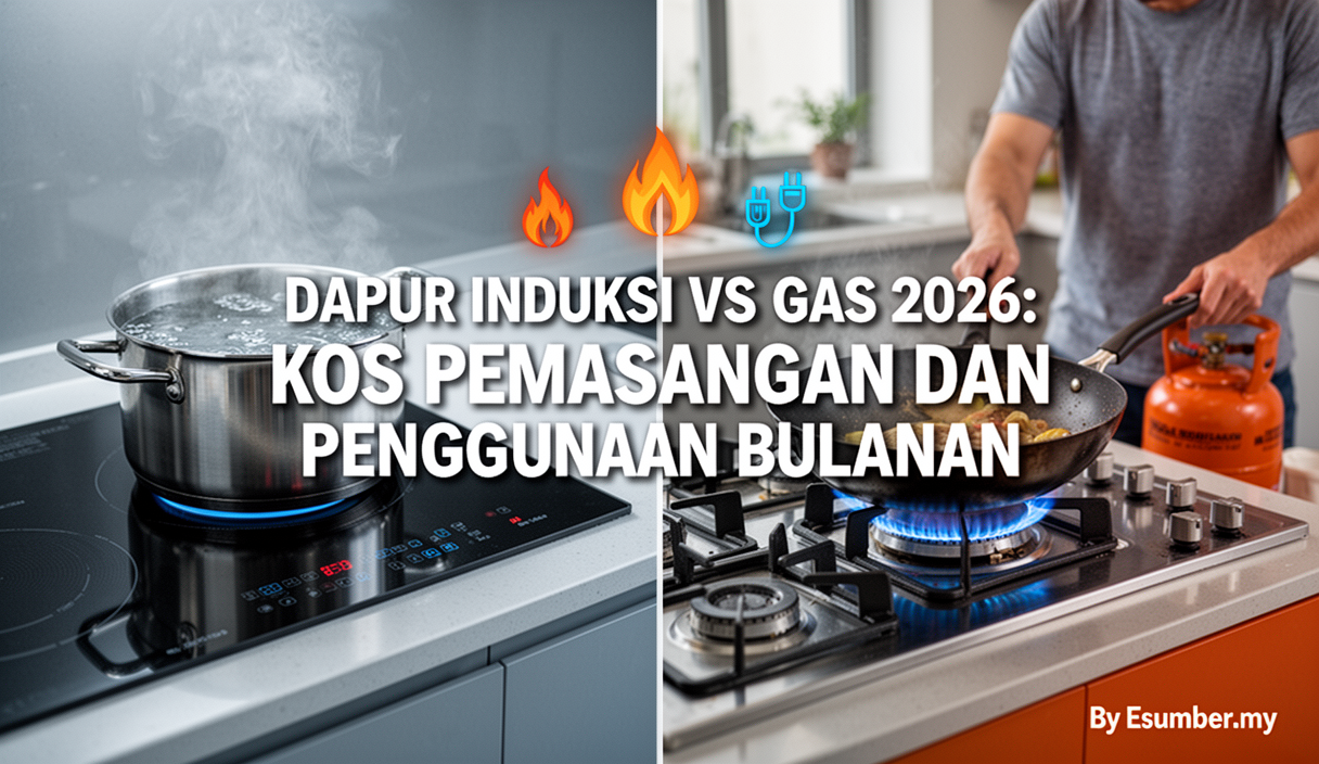 Dapur Induksi vs Gas 2026: Kos Pemasangan dan Penggunaan Bulanan