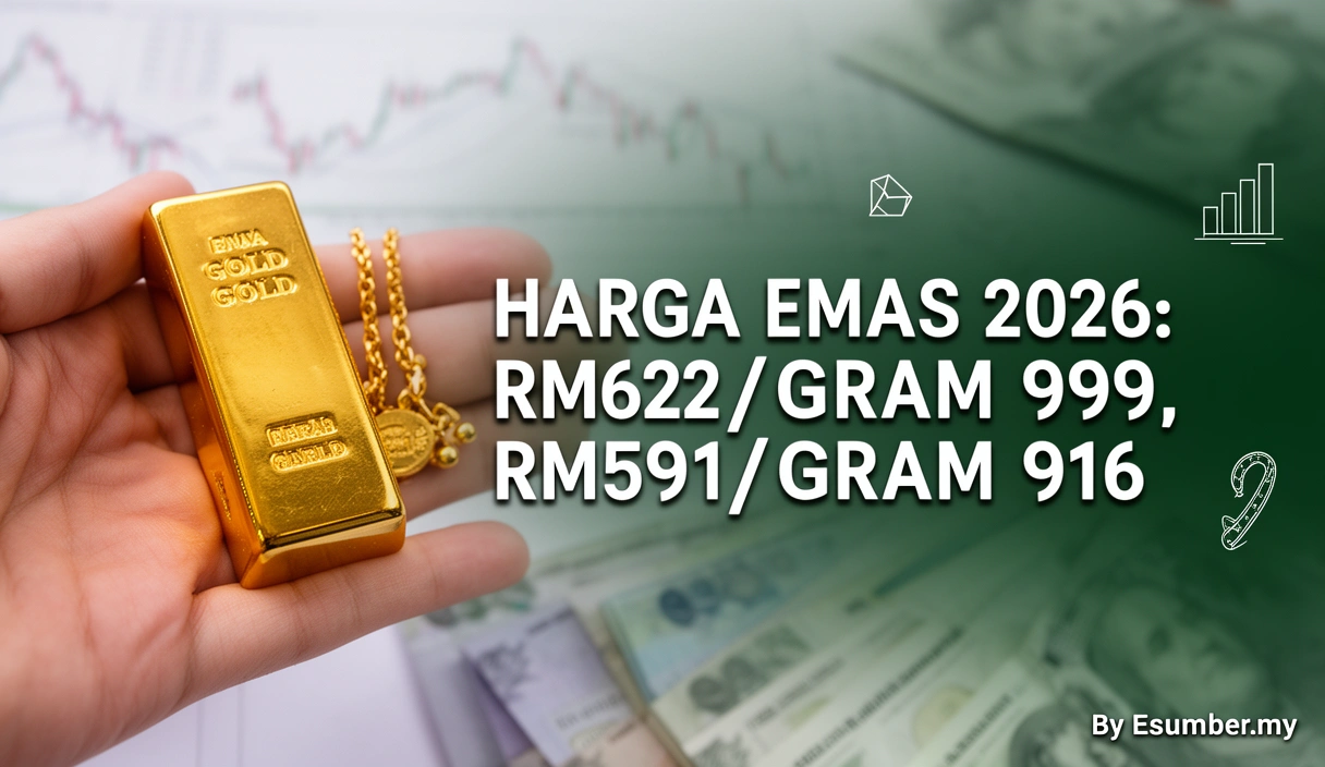 Harga Emas 2026: RM622/Gram 999, RM591/Gram 916